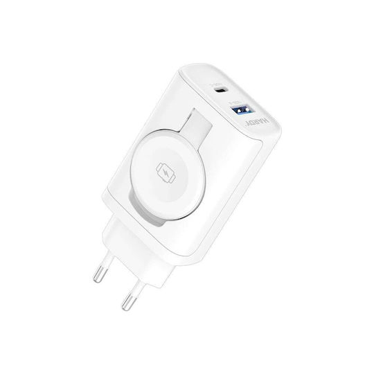 3MK Φορτιστής Χωρίς Καλώδιο με Θύρα USB-A και Θύρα USB-C 33W Power Delivery Λευκός (2in1) - Image 3