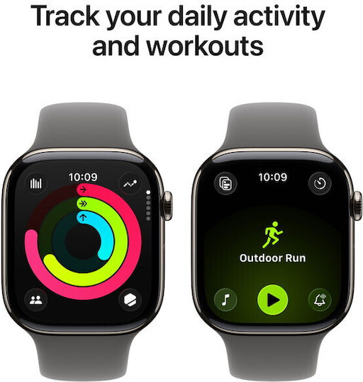Apple Watch Series 11 Cellular Titanium 46mm Αδιάβροχο με eSIM και Παλμογράφο (Natural Titanium Case with Stone Grey Sport Band - S/M) - Image 4