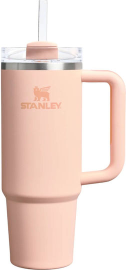 Stanley Flowstate Handled Tumbler Θερμός Ανοξείδωτο BPA Free 890ml Orange Cream με Καλαμάκι και Λαβή 10-10829-403