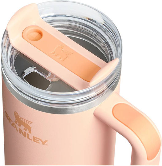 Stanley Flowstate Handled Tumbler Θερμός Ανοξείδωτο BPA Free 890ml Orange Cream με Καλαμάκι και Λαβή 10-10829-403 - Image 2