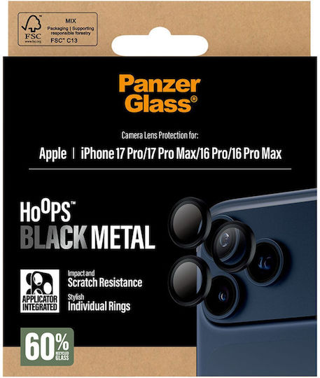 PanzerGlass Hoops Προστασία Κάμερας Tempered Glass Μαύρο για το iPhone 16 Pro, iPhone 16 Pro Max PG43455 - Image 3