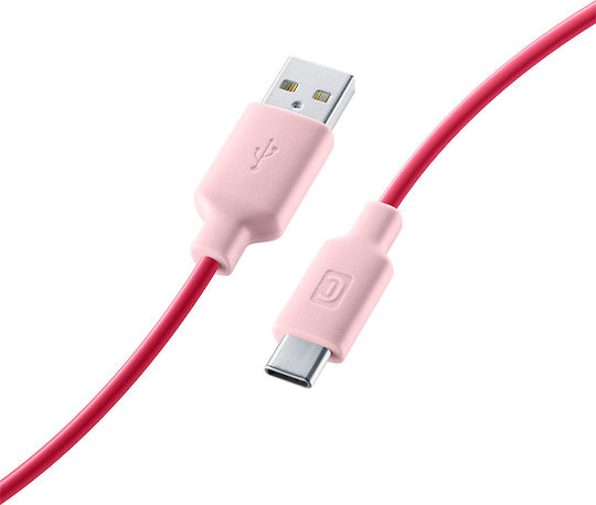 Cellular Line USB 2.0 Cable USB-C male - USB-A Ροζ 1m
