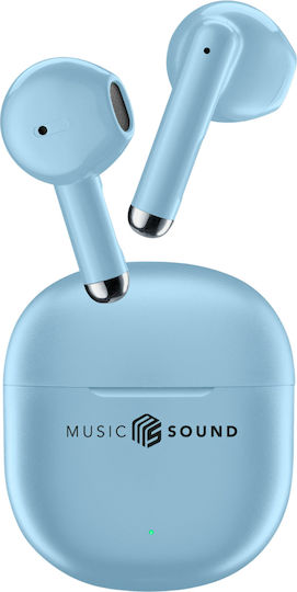 Cellular Line Breeze Earbud Bluetooth Handsfree Ακουστικά με Θήκη Φόρτισης Sky Blue