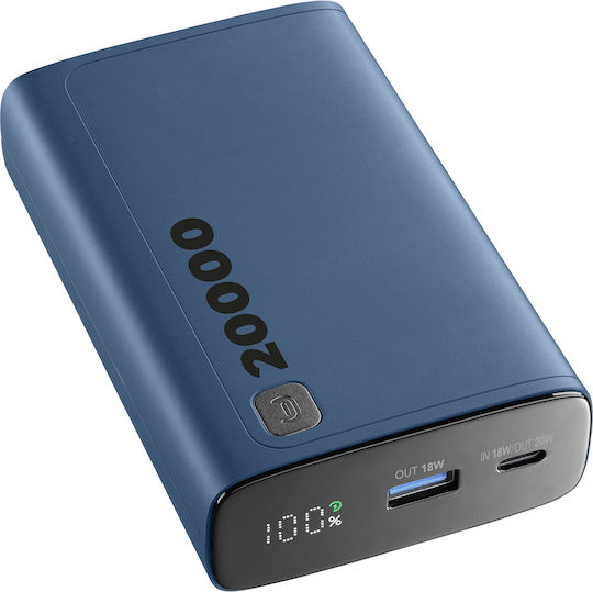 Cellular Line ELITE Power Bank 20000mAh με Θύρα USB-A και Θύρα USB-C Μπλε