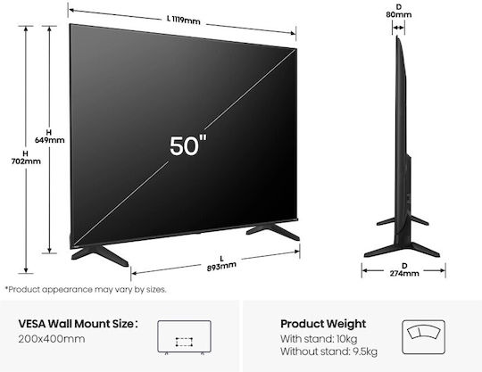 Hisense Smart Τηλεόραση 50" 4K UHD LED A6Q HDR (2025) 50A6Q - Image 7