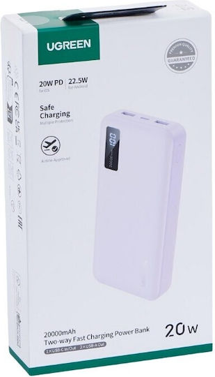 Ugreen PB312 Power Bank 20000mAh 20W με 2 Θύρες USB-A και Θύρα USB-C Power Delivery Μωβ - Image 2
