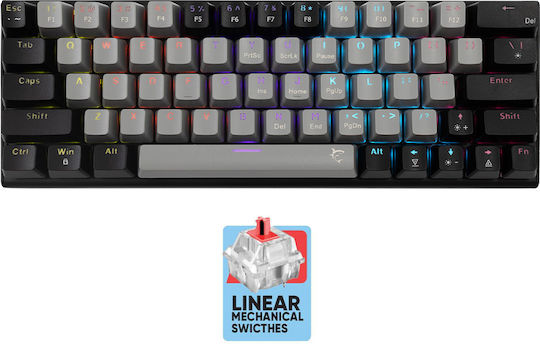 White Shark WAKIZASHI 2 Gaming Μηχανικό Πληκτρολόγιο 60% με Custom Red διακόπτες και RGB φωτισμό (Αγγλικό US) Grey/Black - Image 3