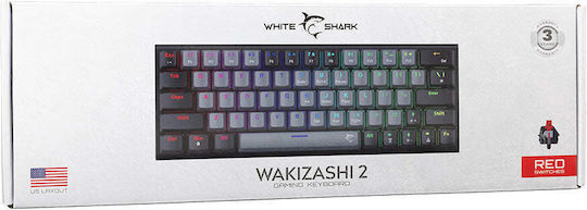 White Shark WAKIZASHI 2 Gaming Μηχανικό Πληκτρολόγιο 60% με Custom Red διακόπτες και RGB φωτισμό (Αγγλικό US) Grey/Black - Image 7