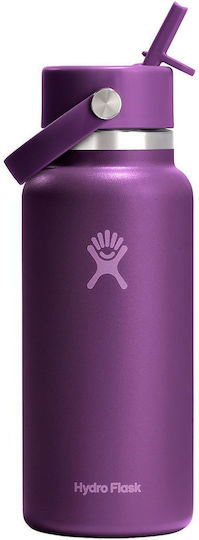 Hydro Flask Μπουκάλι Θερμός Ανοξείδωτο 945ml Beachplum με Καλαμάκι - Image 4