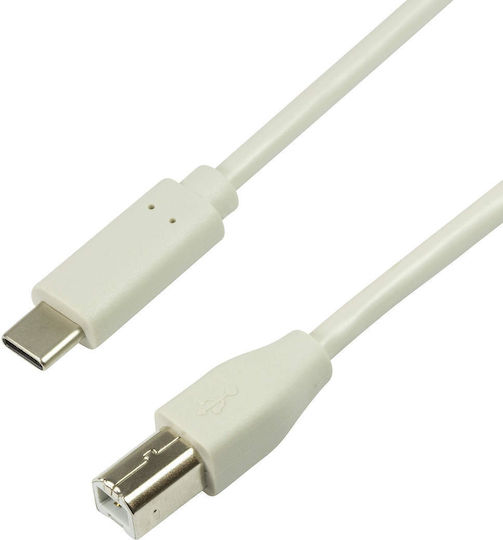 LogiLink USB 2.0 Cable USB-C male - USB-B Λευκό 2m CU0161 - Image 4