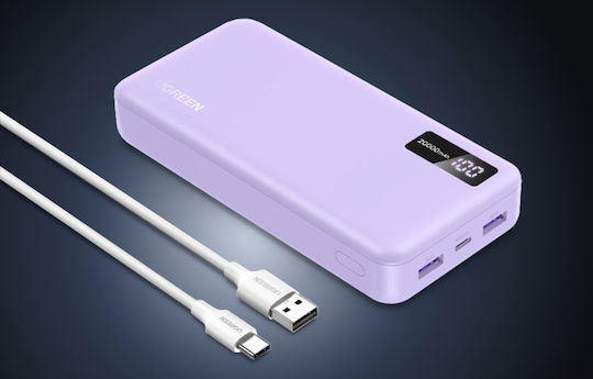 Ugreen PB312 Power Bank 20000mAh 20W με 2 Θύρες USB-A και Θύρα USB-C Power Delivery Μωβ - Image 7