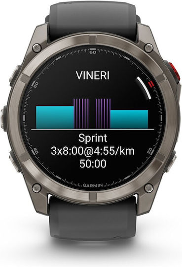 Garmin Fenix 8 Pro Titanium 51mm Αδιάβροχο Smartwatch με eSIM και Παλμογράφο (Graphite/Black Silicone) - Image 7
