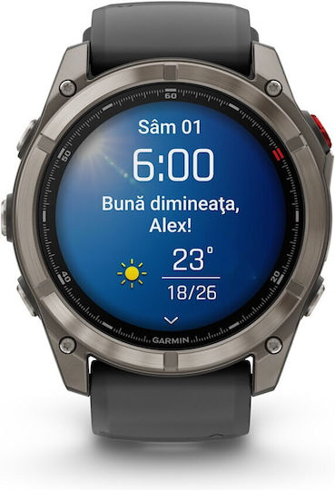 Garmin Fenix 8 Pro Titanium 51mm Αδιάβροχο Smartwatch με eSIM και Παλμογράφο (Graphite/Black Silicone) - Image 8