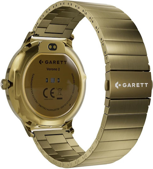 Garett Verona 2 Stainless Steel 43mm Smartwatch με Παλμογράφο (Χρυσό) - Image 2