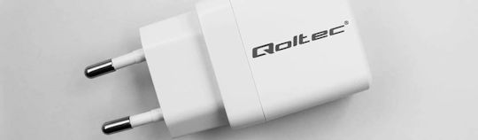 Qoltec Φορτιστής Χωρίς Καλώδιο GaN με Θύρα USB-A και 2 Θύρες USB-C 65W Power Delivery Λευκός (GaN 65W) - Image 2