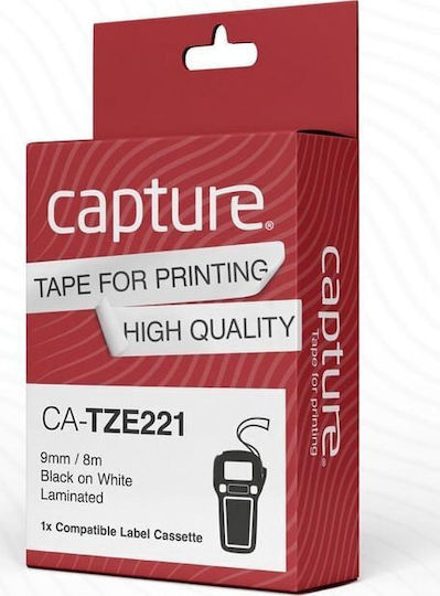 Capture Ταινία Ετικετογράφου 8m x 9mm σε Μαύρο Χρώμα CA-TZE221 - Image 2