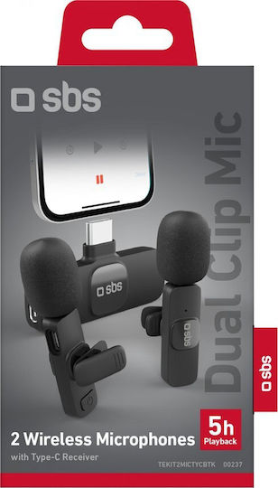 SBS TEKIT2MICTYCBTK Σετ Ασύρματο Μικρόφωνο με Bluetooth Πέτου, Clip On - Image 3