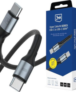 3MK USB 2.0 Cable USB-C male - USB-C 100W Μαύρο 2m