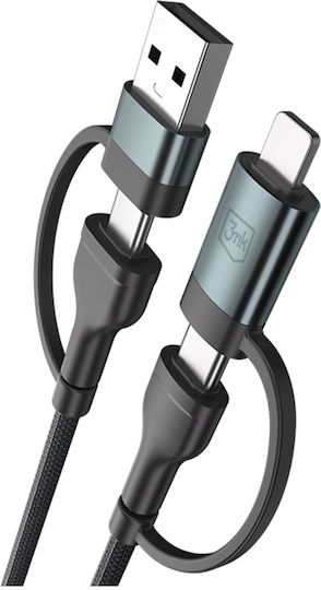 3MK USB to Lightning / Type-C Cable 2A Μαύρο 1.2m - Image 2