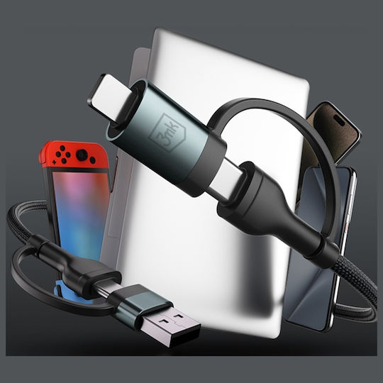 3MK USB to Lightning / Type-C Cable 2A Μαύρο 1.2m - Image 3