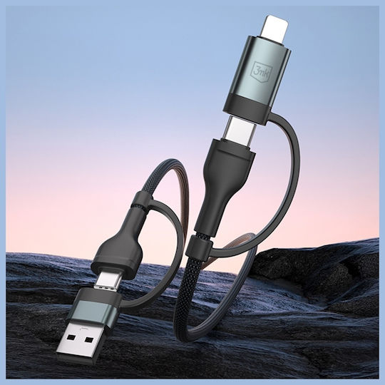 3MK USB to Lightning / Type-C Cable 2A Μαύρο 1.2m - Image 4
