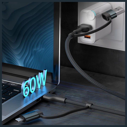 3MK USB to Lightning / Type-C Cable 2A Μαύρο 1.2m - Image 5