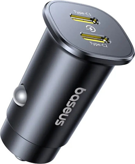 Baseus Φορτιστής Αυτοκινήτου 30W με Θύρες: 2xType-C Μαύρο Χρώμα C00072300123-01 - Image 2