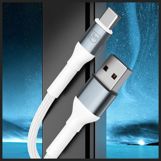 3MK USB 2.0 Cable USB-C male - USB-A 18W Λευκό 1m - Image 7