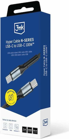3MK USB 2.0 Cable USB-C male - USB-C 100W Μαύρο 2m - Image 8