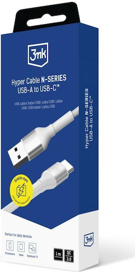 3MK USB 2.0 Cable USB-C male - USB-A 18W Λευκό 1m - Image 8