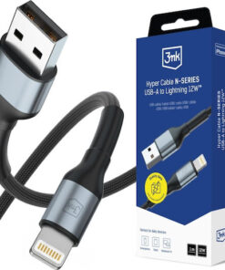 3MK USB-A to Lightning Cable 12W Μαύρο 1m