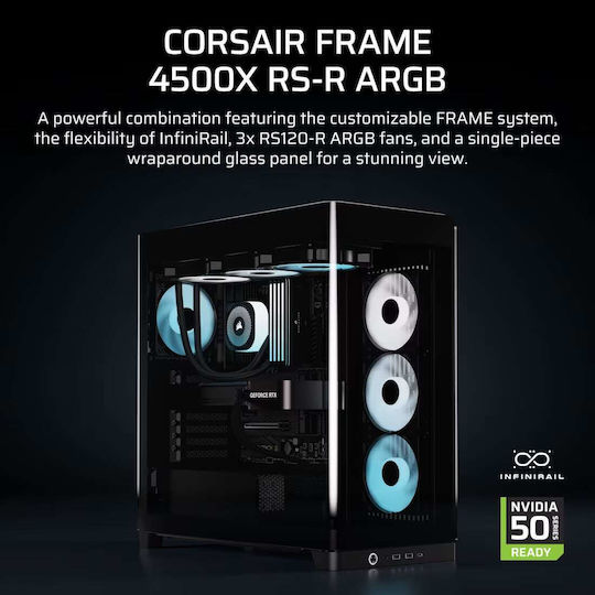 Corsair Frame 4500X RS-R ARGB Gaming Midi Tower Κουτί Υπολογιστή με Πλαϊνό Παράθυρο Μαύρο - Image 11