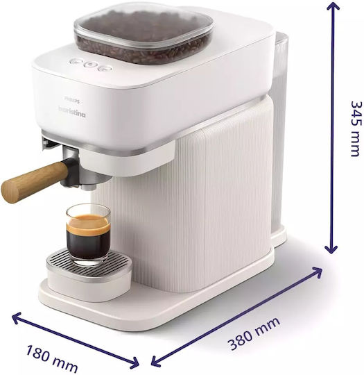 Philips Baristina Αυτόματη Μηχανή Espresso 1500W Πίεσης 16bar με Μύλο Άλεσης Λευκή - Image 5