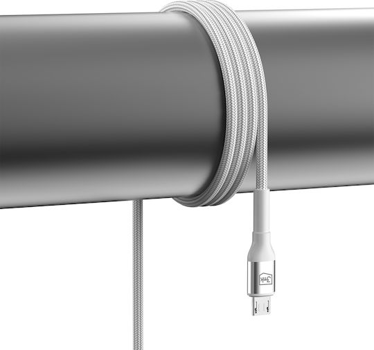 3MK LED / Braided USB 2.0 to micro USB Cable Λευκό 1m 1τμχ - Image 6