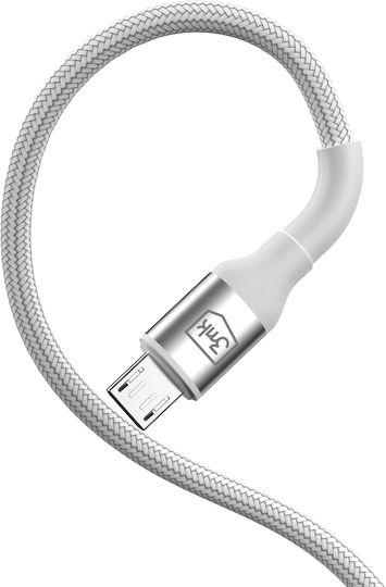 3MK LED / Braided USB 2.0 to micro USB Cable Λευκό 1m 1τμχ - Image 5