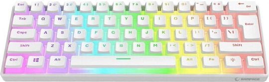 Rampage Radiant K11 RGB Ασύρματο Gaming Μηχανικό Πληκτρολόγιο 60% με Outemu Red διακόπτες και Φωτιζόμενα πλήκτρα (Αγγλικό US) Λευκό - Image 3