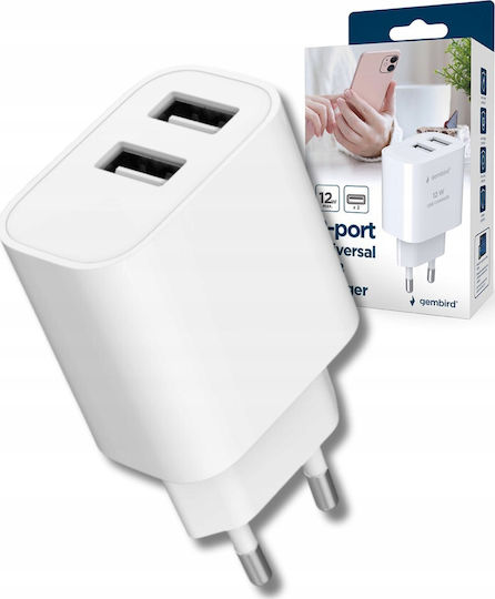 Gembird Φορτιστής Χωρίς Καλώδιο με 2 Θύρες USB-A Λευκός (TA-UC-2A12-01) - Image 4