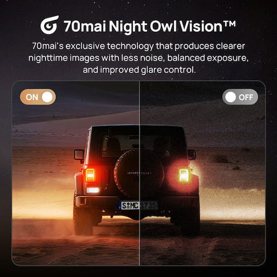 70Mai T800 Σετ Κάμερα DVR Αυτοκινήτου 4K με Οθόνη 3" Wi-Fi, GPS & Κάμερα Οπισθοπορείας T800-41-512 - Image 3