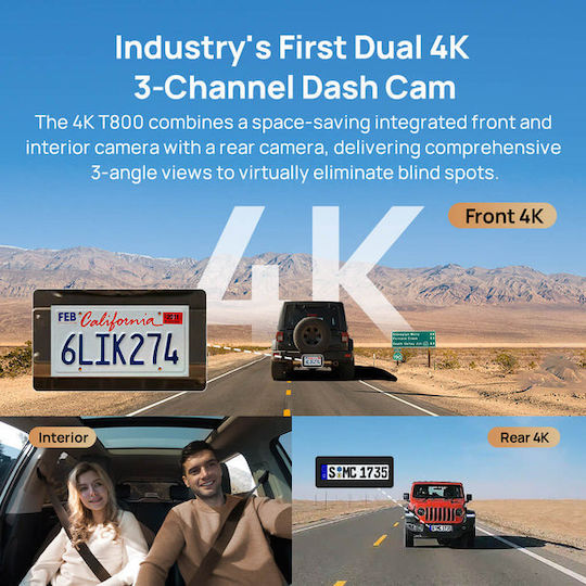 70Mai T800 Σετ Κάμερα DVR Αυτοκινήτου 4K με Οθόνη 3" Wi-Fi, GPS & Κάμερα Οπισθοπορείας T800-41-512 - Image 4