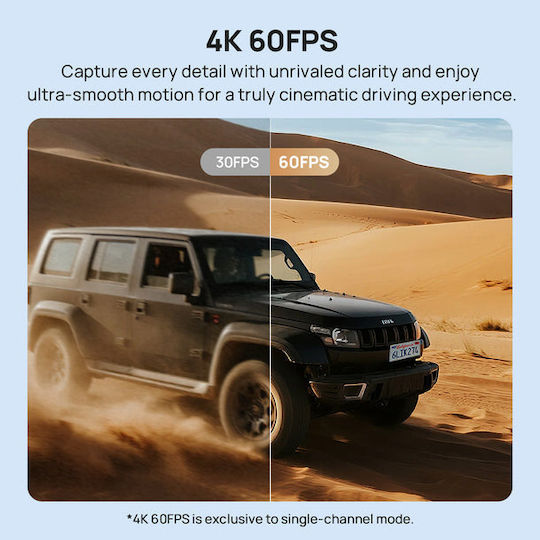 70Mai T800 Σετ Κάμερα DVR Αυτοκινήτου 4K με Οθόνη 3" Wi-Fi, GPS & Κάμερα Οπισθοπορείας T800-41-512 - Image 6