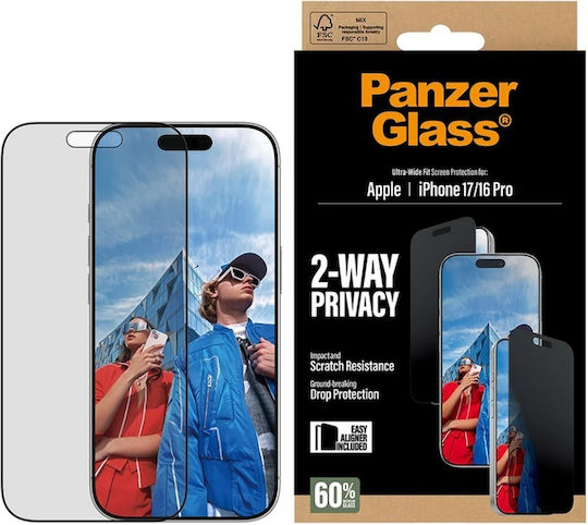 PanzerGlass Ultra-Wide Fit EasyAligner Privacy Tempered Glass (iPhone 17 / 17 Pro / 16 Pro) PG93414 - Image 4