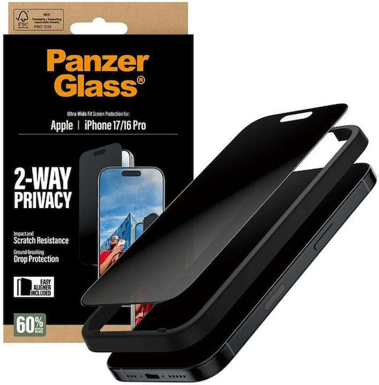 PanzerGlass Ultra-Wide Fit EasyAligner Privacy Tempered Glass (iPhone 17 / 17 Pro / 16 Pro) PG93414 - Image 7