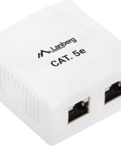 Alternative view of Lanberg Διπλή Εξωτερική Πρίζα Δικτύου RJ45 Τύπου Cat5 σε Λευκό Χρώμα OS5-0002-W