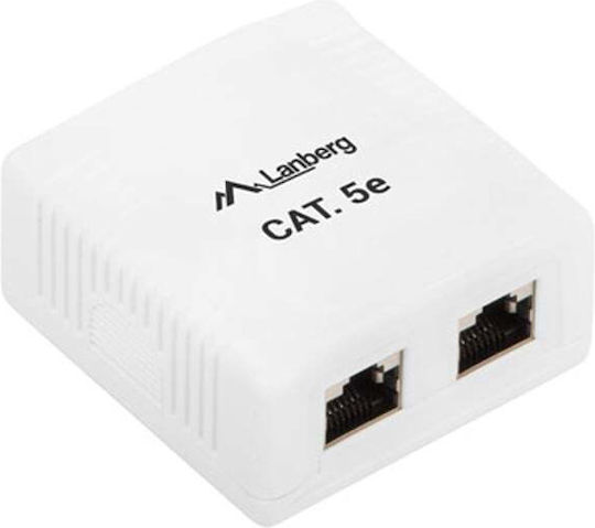 Lanberg Διπλή Εξωτερική Πρίζα Δικτύου RJ45 Τύπου Cat5 σε Λευκό Χρώμα OS5-0002-W - Image 2