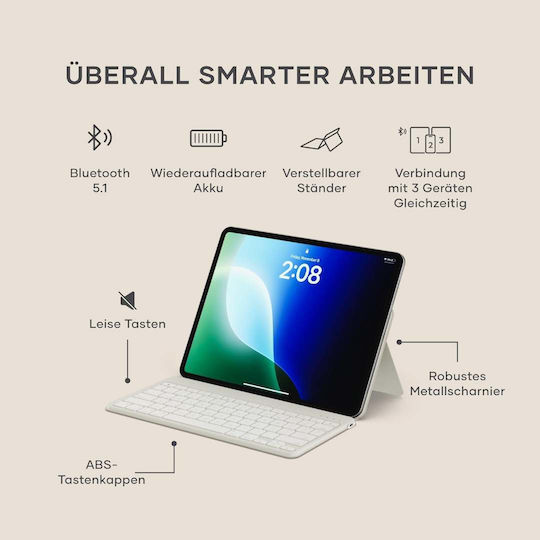 Satechi Ασύρματο Bluetooth Πληκτρολόγιο για Tablet Αγγλικό US Μπεζ - Image 5