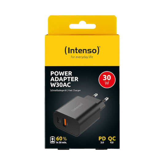 Intenso Φορτιστής Χωρίς Καλώδιο με Θύρα USB-A και Θύρα USB-C 30W Μαύρος (W30AC) - Image 5