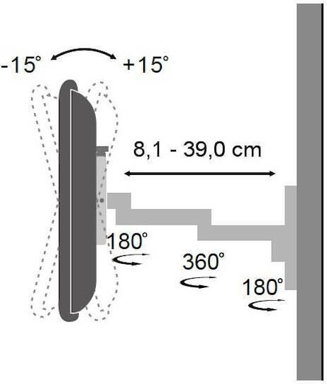 Techly ICA-LCD 104 Βάση Τηλεόρασης Τοίχου με Βραχίονα έως 30" και 15kg - Image 3