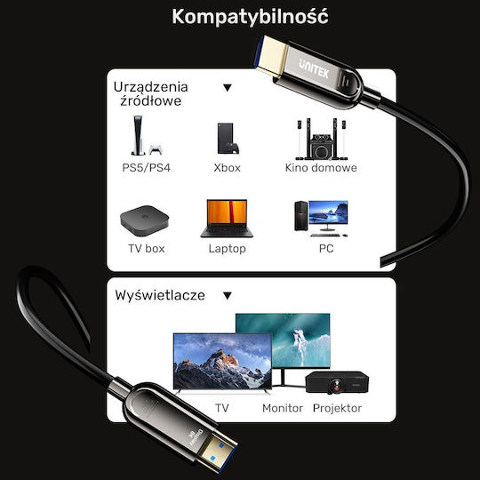 Unitek HDMI 2.1 Cable HDMI male - HDMI male 10m Μαύρο C11085GY01-10M - Image 5