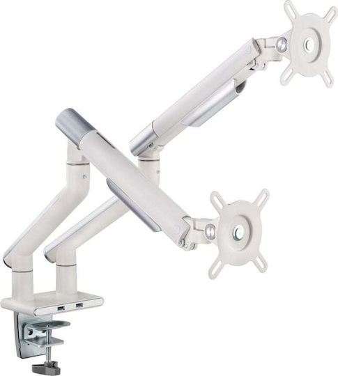 Art Ramm L-20GD Βάση Γραφείου για 2 Οθόνες έως 32" με Βραχίονα Λευκή - Image 4