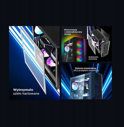 Rampage Shelob Gaming Midi Tower Κουτί Υπολογιστή με Πλαϊνό Παράθυρο και RGB Φωτισμό Μαύρο - Image 5